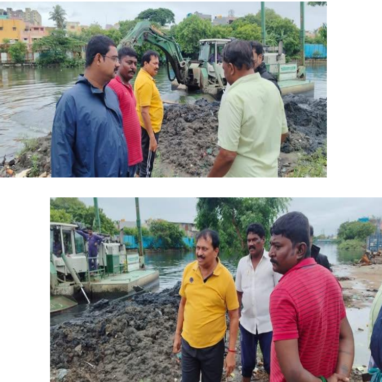 கேப்டன் காட்டன் கால்வாயில் Amphibian இயந்திரம் மூலம் தூர்வாரும்
