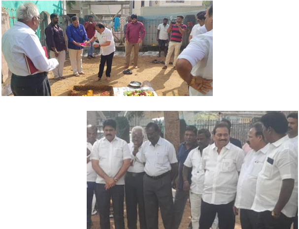 விளையாட்டு மைதானத்தில் சுற்று சுவர் அமைத்தல்