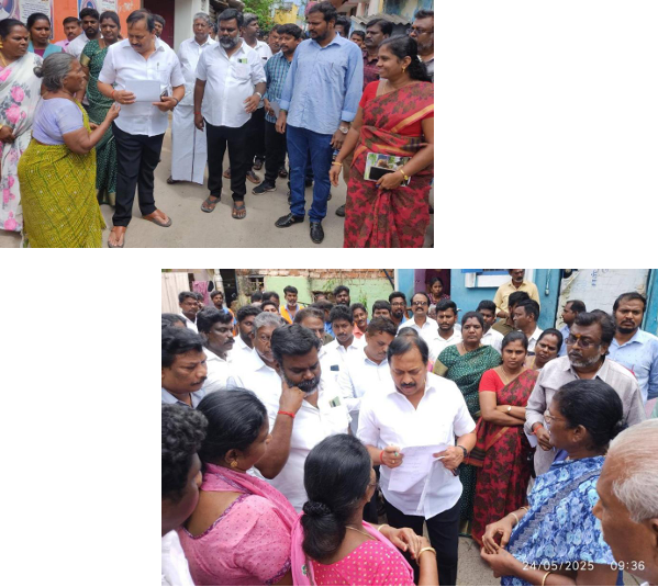 சுந்தரம் பவர் லைன், தேசிங்காநந்தபுரம் பகுதிகளுக்கு நேரில் சென்று பட்டா கணக்கெடுப்பு செய்வதற்கு வட்டாட்சியருடன் ஆய்வு மேற்கொண்டோம்
