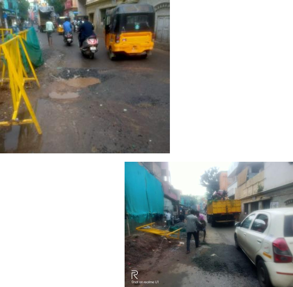 முத்து தெருவில் மழையினால் சேதமடைந்த சாலை உடனடியாக சரிசெய்யப்பட்டது (Patch work)